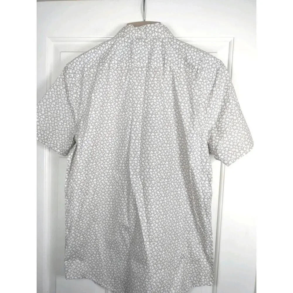 NWT Ben Sherman Men’s Small Short‎ Sleeve Floral Shirt White/Spice Stretch Slim